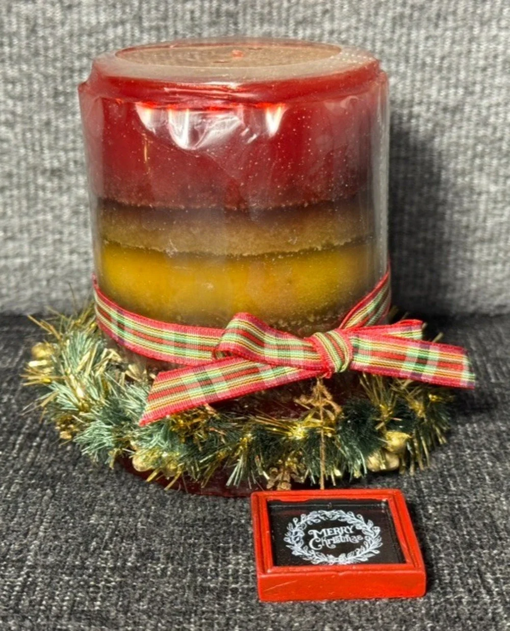 Pier 1 Apple Crisp Pillar Candle Discontinued Fall 3x4 New with Bow